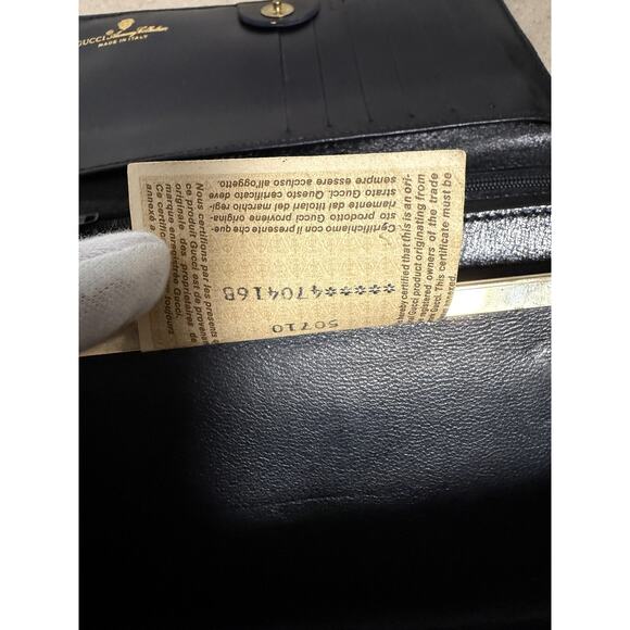 Vintage Gucci Wallet Womens One Size Black Leather Canvas Logo Trifold Italy - Picture 12 of 14